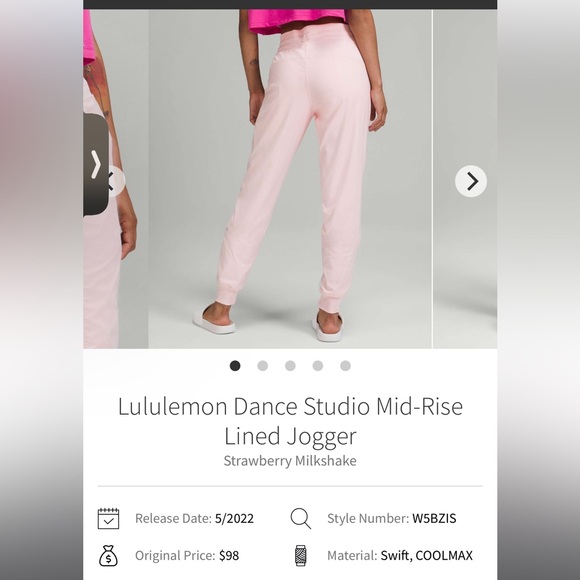 Lululemon Rare Dance Studio Lined Mid-Rise Joggers Strawberry Milkshake Size 10 - Picture 5 of 6